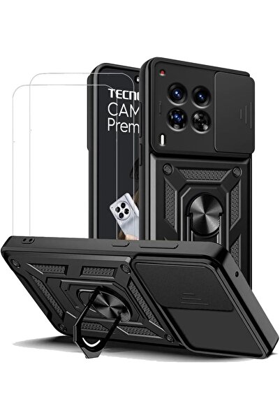 Rivor Tecno Camon 30 Compatible Case Camera with Sliding Stand Ring Shock Abs...