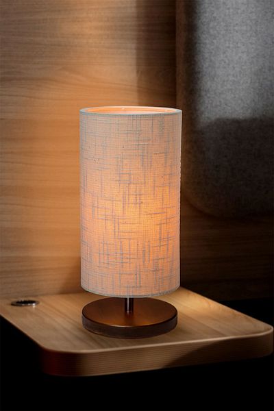 EFLIGHTDESIGN Wooden Lampshade Cream Pattern Modern Stylish Bedroom Living Room Table Lamp