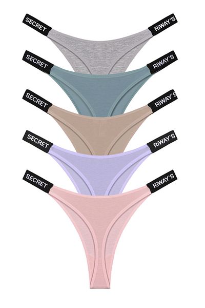 riways secret Cotton Side Tape Rubber Thong 5 Pack