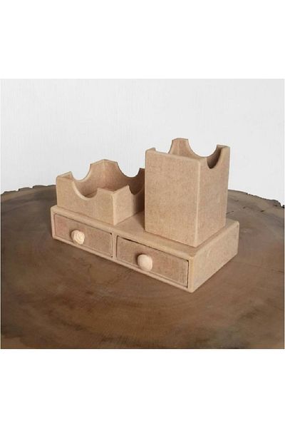 Altınyapı Hobi Market Two and Single Drawer Pen Boxes Raw Mdf