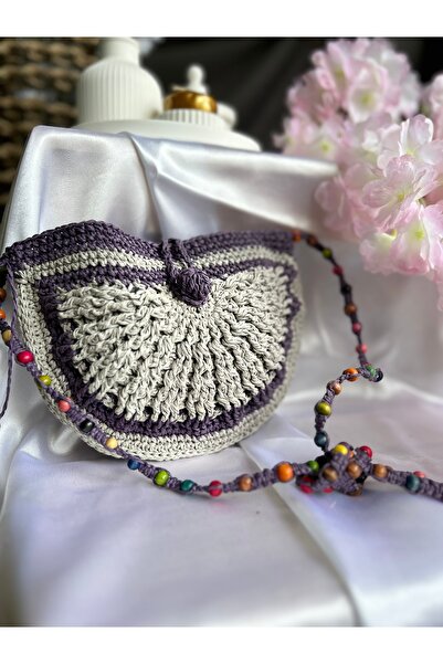 Myend Міні-сумка з плетеним візерунком і бісерними деталями - жіноча сумка через плече і пляжна сумка, ручної роботи