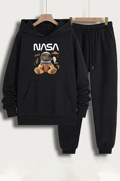 SILATU NASABEAR PRINTED HOODED TRACKSUIT SET