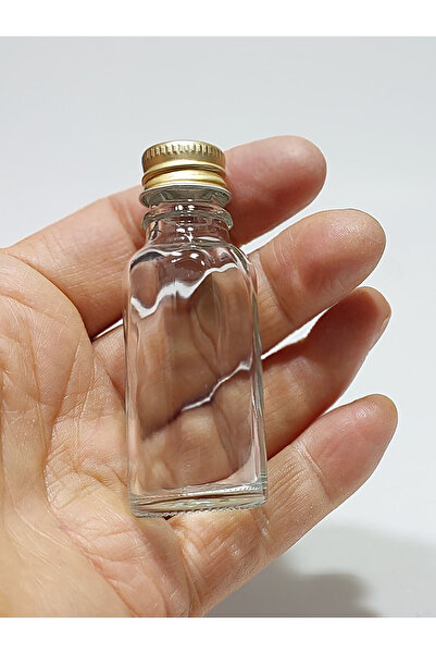 wellLine 10 Adet Tıpalı Boş Şişe Gold Kapaklı Kolonya Şişesi Doldurulabilir Cep Cam Parfüm Şişesi 20 ml