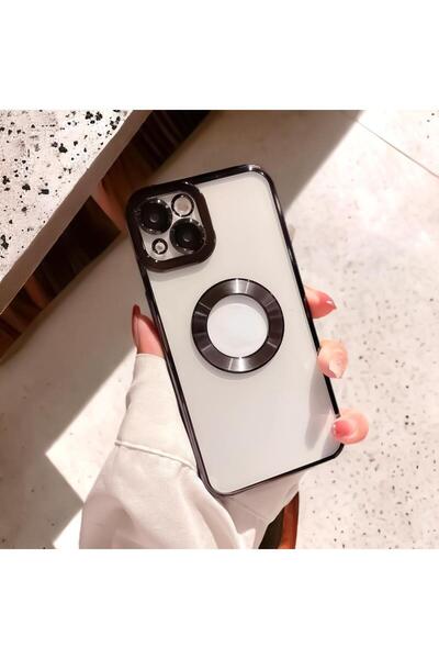 mooodcase İphone 13 Logo Detaylı Lens Korumalı Renkli Çerçeve Detaylı Şeffaf ...