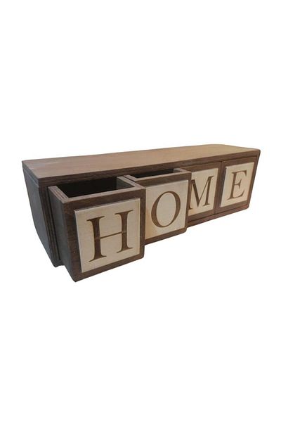 t tun's woods Home Written Wooden Drawer Decorative Organizer - 42X12X10 cm