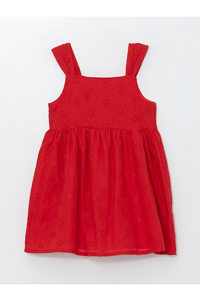 LC Waikiki Lcw Kids Red Square Neck Sleeveless Girl's Dress