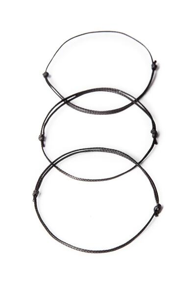 Lal 3lü Siyah Minimal Ip Bileklik