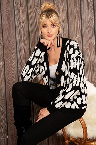 AQE FASHION سترة نسائية ليوبارد 4 أزرار قصيرة