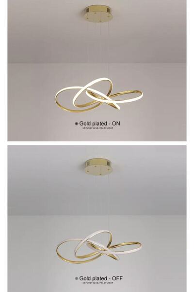 burenze Kumandalı Dimmerli 3 Renk Işıklı Modern Sarkıt Power Led Avize Concept Ürün Gold Sarı Ledli Avize