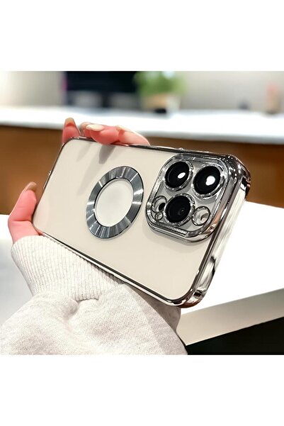 mooodcase İphone 14 Pro Logo Detaylı Lens Korumalı Renkli Çerçeve Detaylı Şeffaf Silikon Kılıf Mchzr