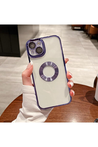 mooodcase Iphone 13 Logo Detaylı Lens Korumalı Renkli Çerçeve Detaylı Şeffaf Silikon Kılıf Mchzr