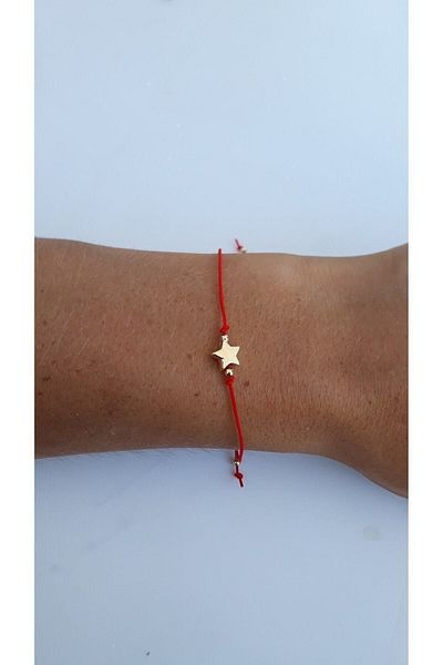 ŞuTaak Takı Red Macrame Knitted String - Star Patterned Women's Bracelet