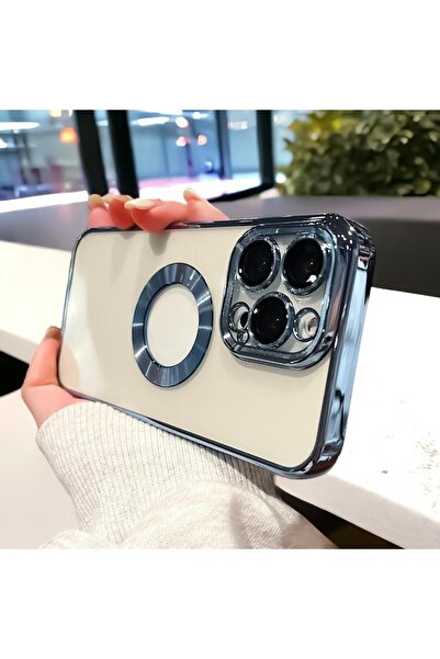 mooodcase İphone 14 Pro Max Logo Detaylı Lens Korumalı Renkli Çerçeve Detaylı Şeffaf Silikon Kılıf Mchzr