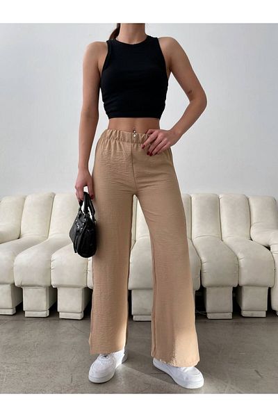 Cistern İstanbul Pantaloni de vară Aerobin bej - Slit Femei