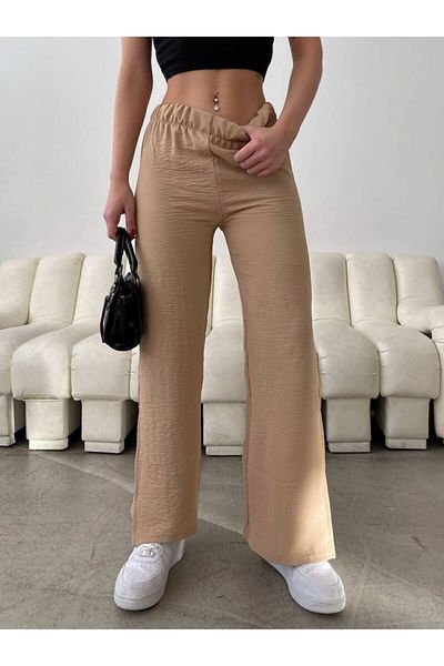 Cistern İstanbul Pantaloni de vară Aerobin bej - Slit Femei