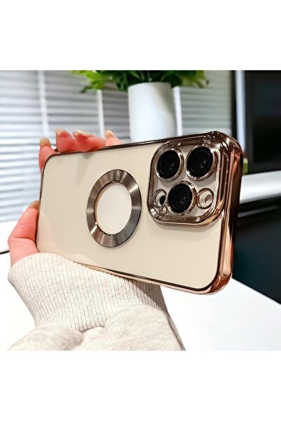 mooodcase İphone 14 Pro Logo Detaylı Lens Korumalı Renkli Çerçeve Detaylı Şeffaf Silikon Kılıf Mchzr