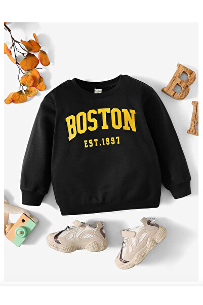 Pelna Cotton Special Design Printed Black Kids Sweatshirt