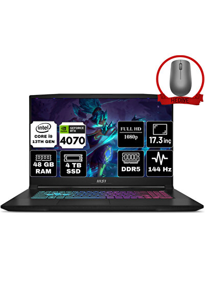 MSI KATANA 17 i9 13900H 48GB 4TB SSD RTX4070/8GB W11P 17.3" FHD 144Hz & Mouse...