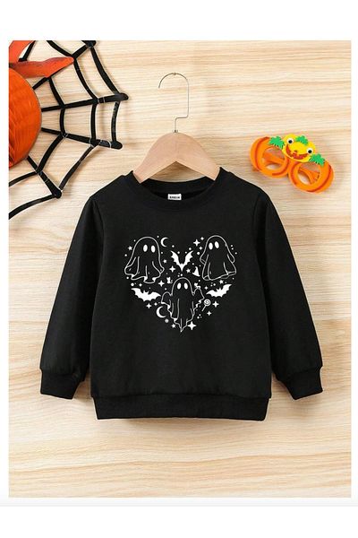 Pelna Black Cotton Kids Sweatshirt - Special Design and Printed