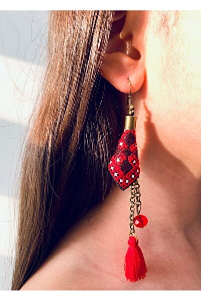 Arsita Tarz Sallantılı Tasarım El Iğne Işi Küpe 10 Cm