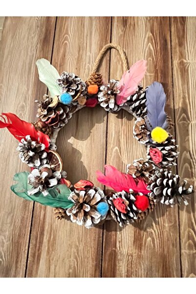 Bright3 مخروط طبيعي مزخرف صغير - إكليل، زينة عيد الميلاد، جدار الباب، زخرفة ا...