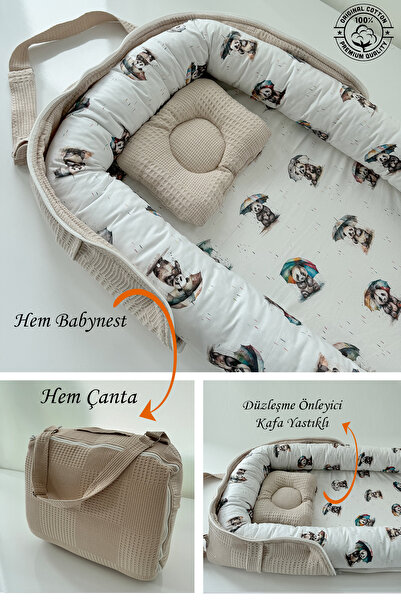 Jaju Baby Nest Çantalı Babynest Taşınabilir Anne Yanı Islanan Panda Pike Baby...