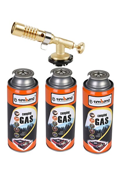 Depolife Şaloma Gaz Pürmüz Başlık ve 3 adet Gaz Seti Tamirci Kaynak Çakmağı Pürmüz Kafası torch Profesionel