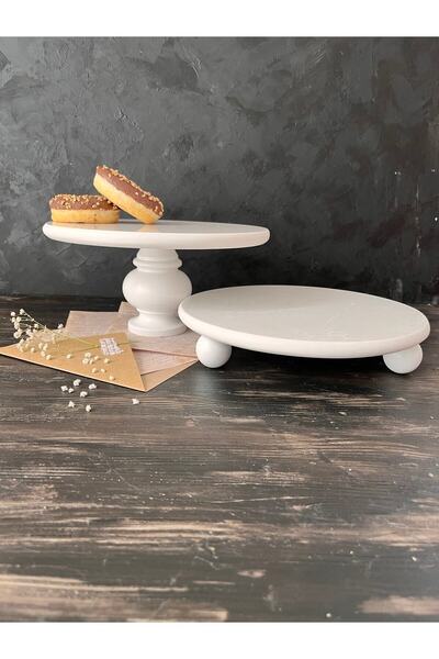 İDAY HOME Natural Marble Cake Pastry Stand, Natural Marble Presentation Bowl,...