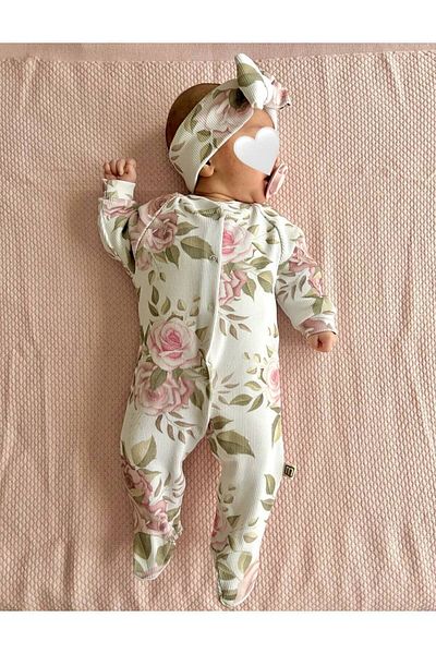 Minimus Newborn Baby Girl Jumpsuit Set Camisole Floral Camisole Jumpsuit And Headband Newborn Set