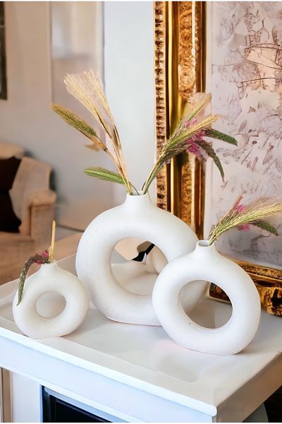 GIFTART Ring Colored 3-Piece Vase Set - Decorative and Gift Bagel Vase