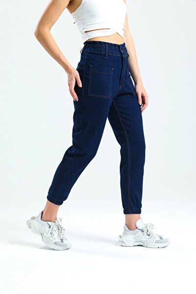 SHEVEGA Women's Navy Blue Pocket Detailed Jogger Jean Jeans (thin Fabric)