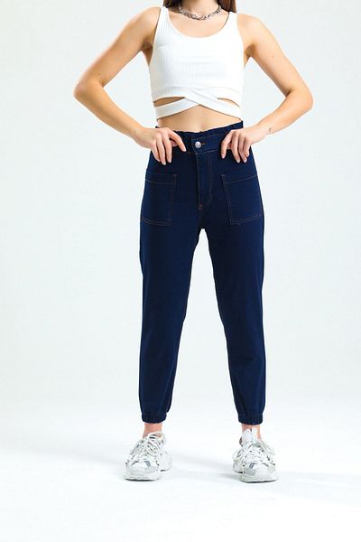 SHEVEGA Dámské námořnické modré kapesní džíny Jogger Jean Jeans (tenká látka)