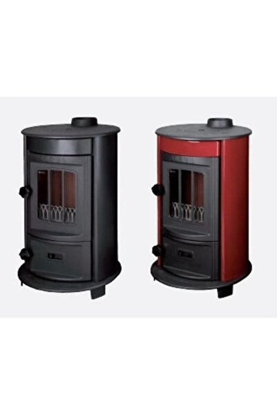 Sürel 5127 Yuvarlak Ateş Tuğlalı Camlı Şömine Soba Uyuyan Odun Kömür Sobası Ilk