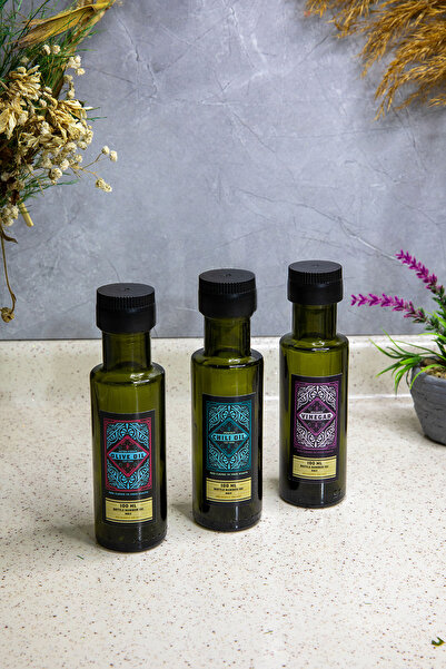 Home Dekoratif 3'lü Vintage Masaüstü Sosluk Seti - 100 ml Kapasiteli Şık Cam ...