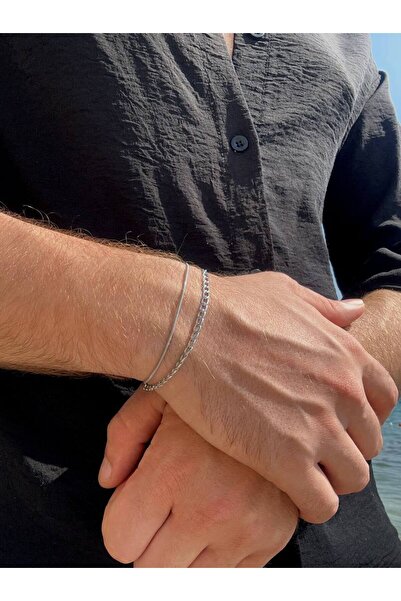 Arvens سوار سلسلة فضية مقاومة للصدأ للرجال والنساء - للجنسين، مقاوم للتشويه، لا يترك ألوانًا