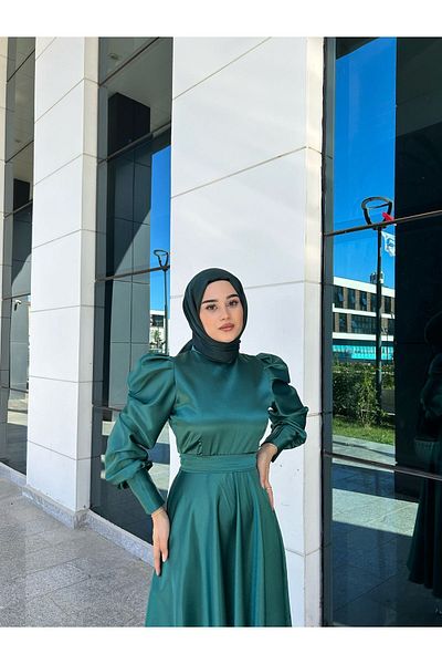 BYATEİLER PETROL GREEN JANJAN CHIFFON SWALL