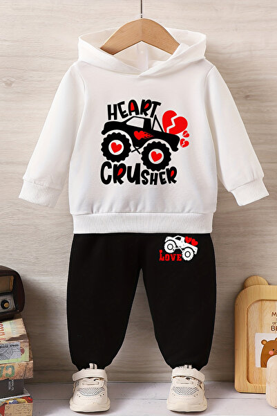 ADABEBEK طقم أطفال مطبوع عليه قلب فاخر - طقم سفلي وعلوي 22566