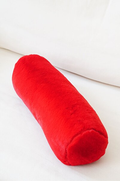 sevaradekor White Plush Ball Pillow - Cylinder Pillow Set of 2