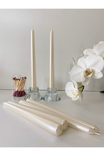 GİTA SHOPPİNG 2’li Metalik Parlak Uzun Inci Renk Şamdan Mum