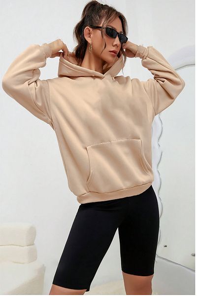 memowear Μπεζ Unisex πλεκτό φούτερ με κουκούλα - 2ip Raster