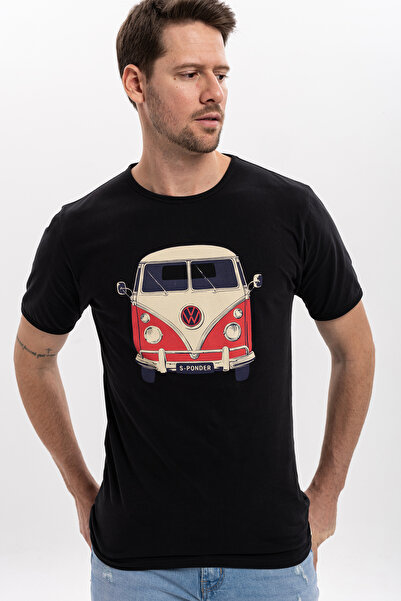 S-Ponder تي شيرت رجالي برقبة دائرية 100% قطن بتصميم كارافان