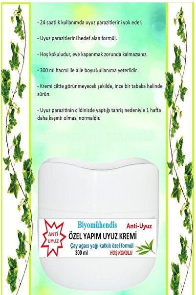 biyomühendis Çay Ağacı Yağı Özlü Kaşınma ve Parazit Giderici Krem Hızlı Etki Hoş Kokulu 300 ml Büyük Boy