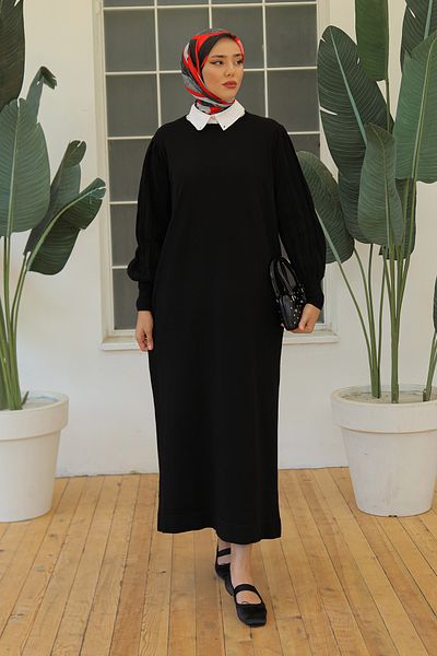 Pamuk Butik Γυναικείο πλεκτό φόρεμα με μπαλόνι με κρύο νήμα Mercerized