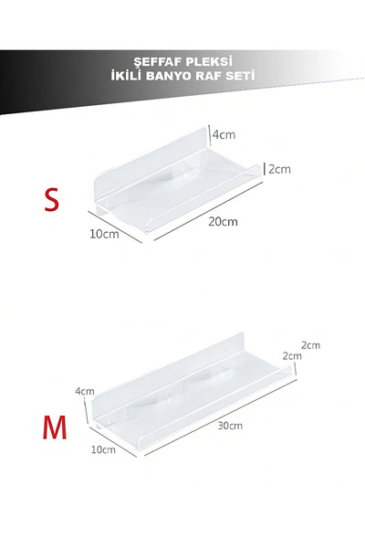 BaltaciStore Pleksi Raf 30x10cm & 20x10cm (ikili)