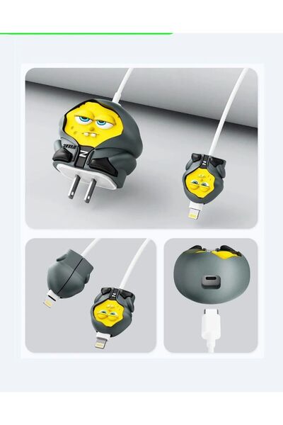 Hediyenbenden Sünger Bob Figürlü Şarj Başlığı Ve Kablo Koruyucu Seti, Iphone ...