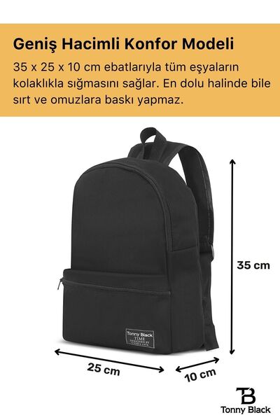 Tonny Black Unisex Ultra Light - Waterproof High School Junior High School School Backpack for Primary School