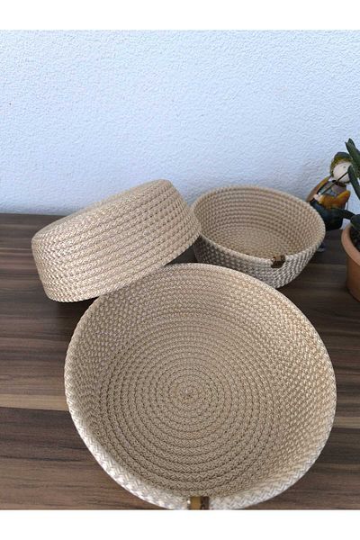 Naspar 3-Piece Basket, Wicker Towel Basket, Kitchen and Bathroom Organizer, Multi-Purpose Basket Set