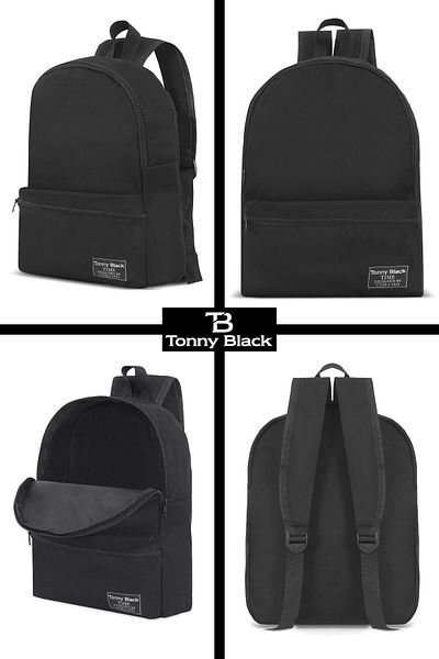 Tonny Black Unisex Ultra Light - Αδιάβροχο Σχολικό Σακίδιο Γυμνασίου Γυμνασίου για Δημοτικό Σχολείο
