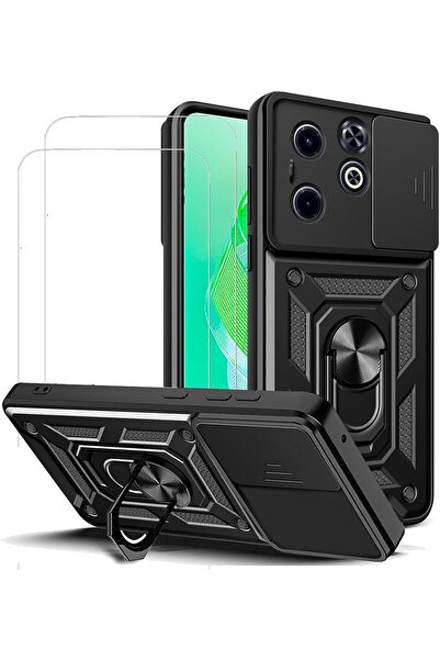 Rivor İnfinix Hot 40i & İnfinix Smart 8 Kılıf Kamera Sürgülü Standlı Yüzüklü ...