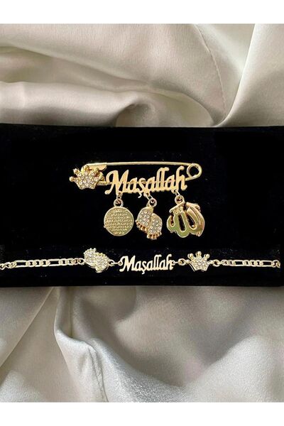 Smyak Maşallah Yazılı Bebek Yaka Iğnesi